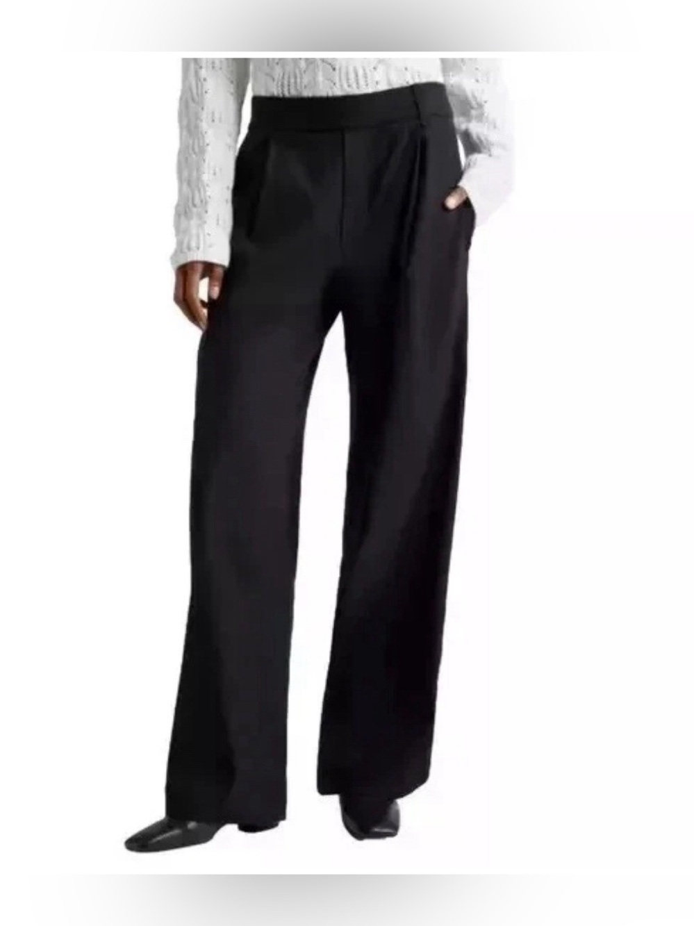 Vince Drop Waist Pleated Wide Leg Trouser Pants Black Size 14